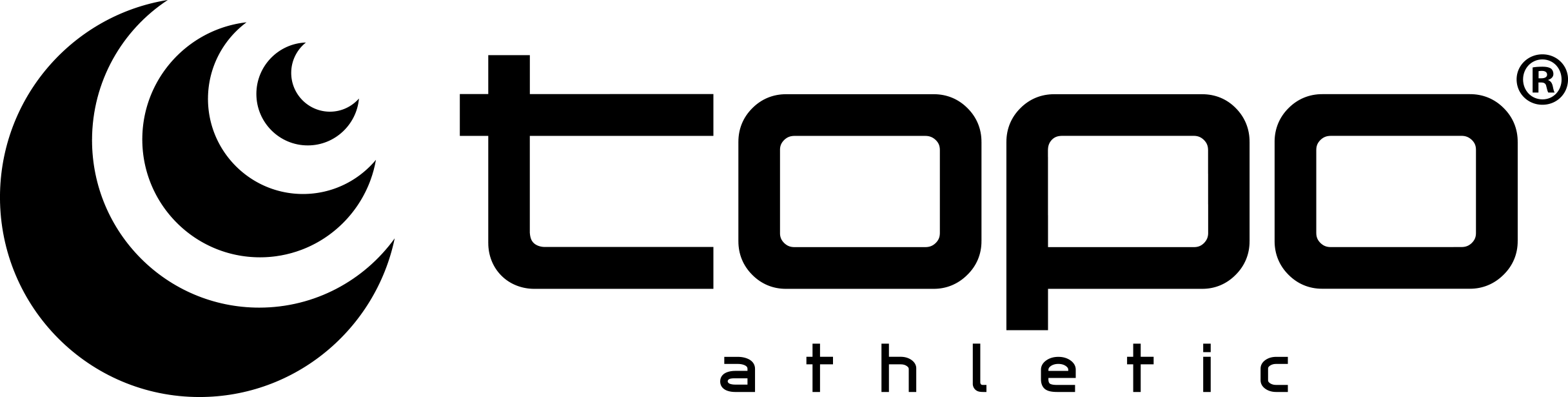 Topo athletic fullständig svart vit logo